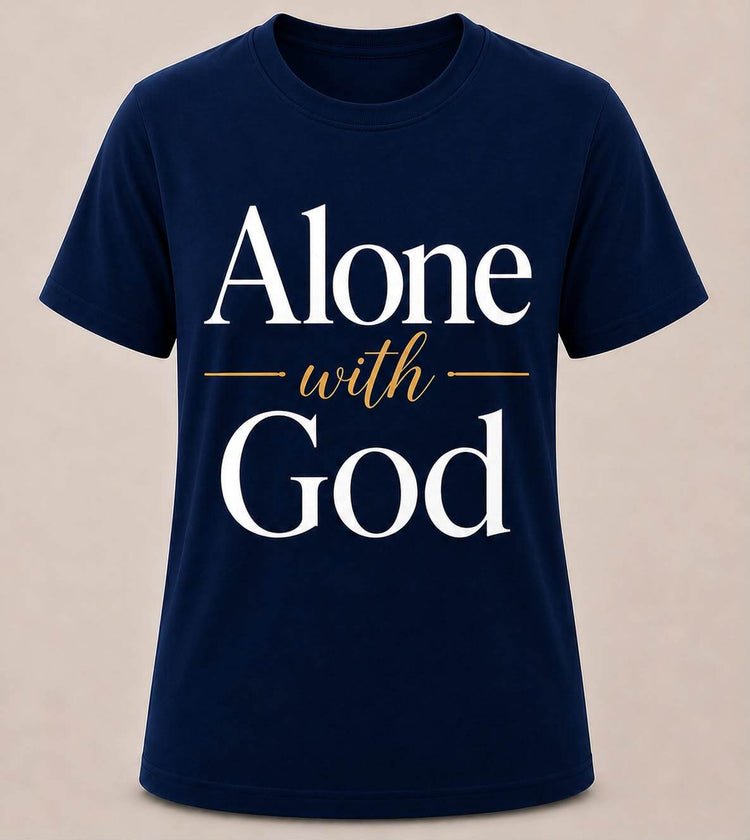 White "Alone With God" T-shirt by Watchful Women Ministry, featuring a simple and comfortable design for women.