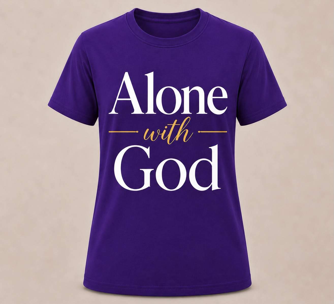 White "Alone With God" T-shirt by Watchful Women Ministry featuring a simple, comfortable design for women.