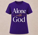 White "Alone With God" T-shirt by Watchful Women Ministry featuring a simple, comfortable design for women.