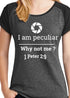Short-sleeve T-shirt with "I am Peculiar, Why not Me?" design inspired by 1 Peter 2:9, celebrating identity and purpose in Christ.
